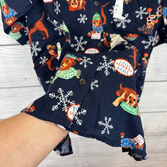 Old Navy Plus Size Navy Winter Dogs Flannel Short Sleeve Pajama Set Size 4X - Picture 4 of 12
